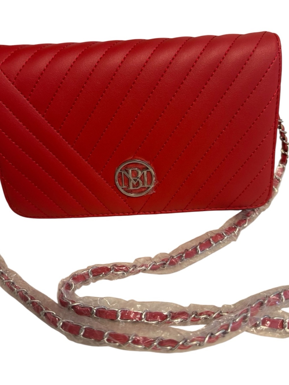 MWT Studio Badgley Mischka Red Quilted  Bag/Crossbody /Chain Strap / Clutch Bag